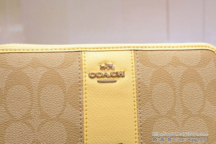 COACH蔻馳 原單 Fa52859 pvc配皮 經典logo 專櫃新款 馬車標拼色 長款拉鏈錢包 outlets款  Chz1381